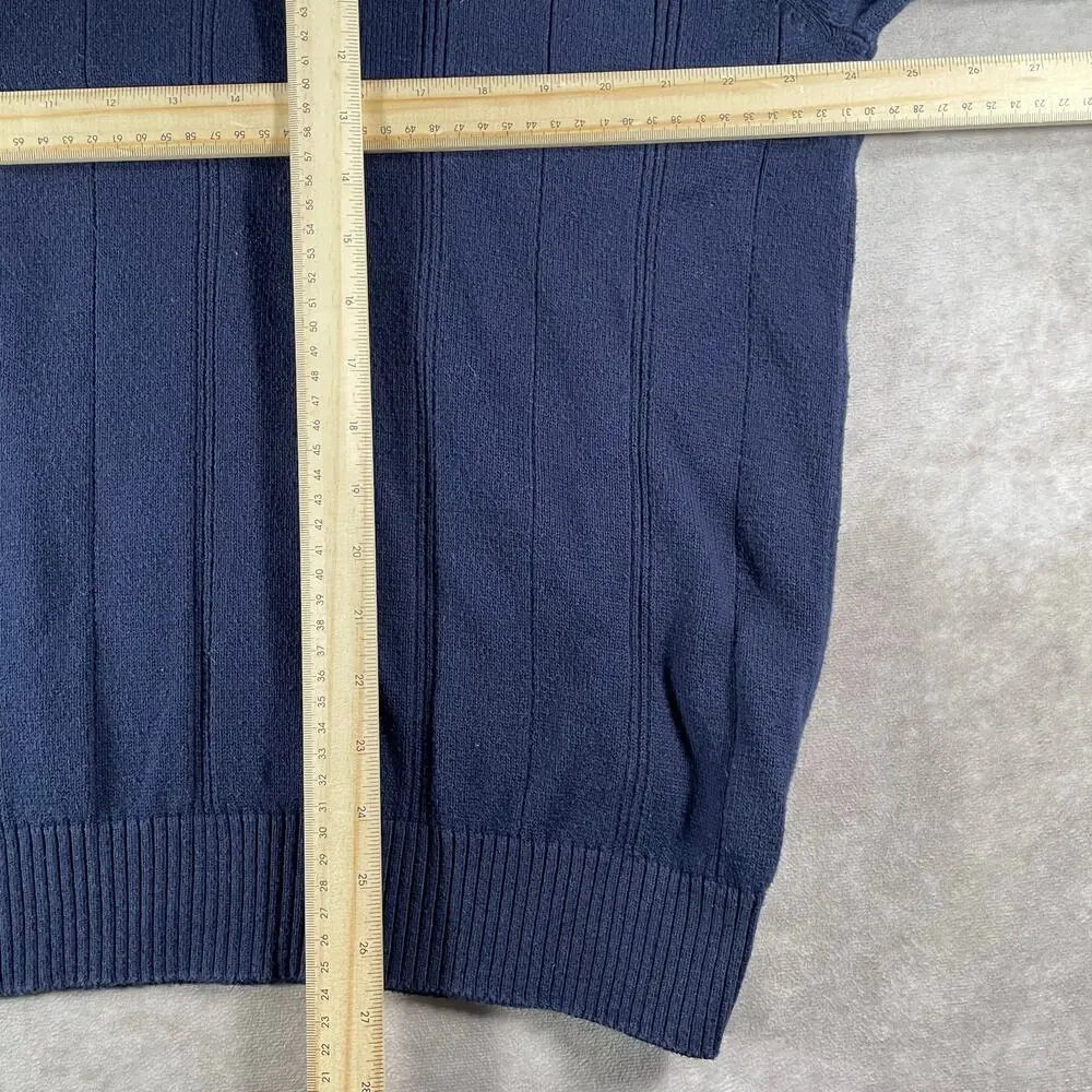 John Ashford Navy Blue Knit 100% Cotton Grandpa Sweater XL